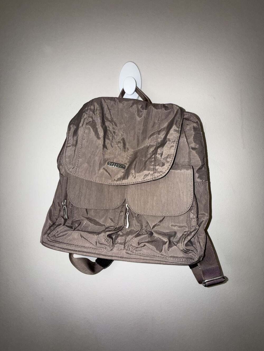 Baggallini Mission Nylon Backpack in Taupe